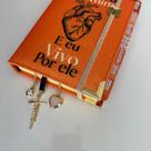 Biblia Ele morreu por mim Glitter laranja com Abas adesivas e elástico Arc Sbb