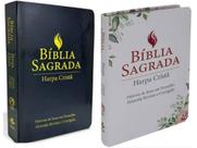 Bíblia Kit Casal Jovem Cpad- Letra Grande PJV- Preta E Floral- Harpa E Fita Marcação
