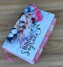 Bíblia Leão safira com abas + marca paginas glitter rosa - ARC Bíblia Leão safira com abas + marca paginas glitter rosa - ARC