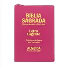 Bíblia Letra Gigante Zíper com Harpa PINK