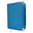 Biblia Ntlh Glitter Azul Capa dura acolchoada com Abas adesivas e cantoneiras
