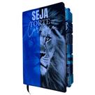 Bíblia NTLH leão Azul Seja forte e corajoso com Abas coladas