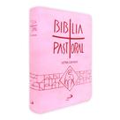 Bíblia pastoral letra grande zíper - rosa - católica - Paulus