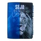 Bíblia Pequena Ntlh Leão Azul Seja forte e corajoso com Abas