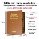 Bíblia sagrada com letra maior arc harpa e corinhos média índice texto colorido capa marrom