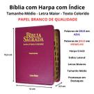Bíblia sagrada com letra maior arc harpa e corinhos média índice texto colorido capa vinho