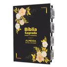 Bíblia Sagrada Evangélica c/ Harpa Tamanho Grande com Abas Adesivas - Flores Rosé