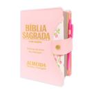 Bíblia Sagrada Evangélica Femenina - Botão Rosa ARC - João Ferreira de Almeida com Harpa Bíblia Sagrada Evangélica Femenina - Botão Rosa ARC - João Ferreira de Almeida com Harpa
