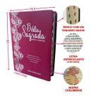Biblia sagrada evangelica letra hiper gigante arc almeida palavras de jesus em vermelho luxo harpa indice cor:pink Biblia sagrada evangelica letra hiper gigante arc almeida palavras de jesus em vermelho luxo harpa indice cor:pink