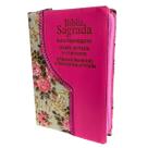 Bíblia sagrada feminina com harpa cristã letra hiper gigante com zíper e índice lateral com palavras de jesus em vermelho versão arc almeida corrigida