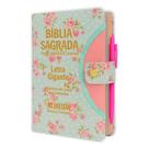 Biblia Sagrada Gigante Botão -Floral Verde - C/ Harpa