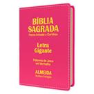 Bíblia Sagrada - Gigante Luxo Pink ARC - João Ferreira de Almeida - com Harpa e Índice por Cores