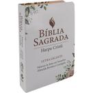 Bíblia Sagrada Letra Gigante com Harpa Cristã - Capa semiflexível ilustrada, Floral Branca - Cpad