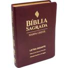 Bíblia Sagrada Letra Gigante Com Letras Vermelhas e Harpa Cristã material sintético ARC Vinho
