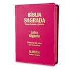 Bíblia Sagrada Letra Gigante Luxo C/ Harpa Pink - 14x21cm - Evangélica