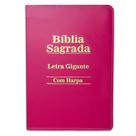 Bíblia Sagrada Letra Gigante Luxo Com Harpa Pink 14x21cm