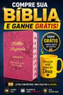 Bíblia Sagrada Letra Gigante Luxo Folha Pink - C/ Harpa 14x21cm