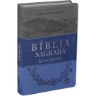 Biblia sagrada - letra gigante - r.a 3 cores (cinza-azul escuro e claro) - sbb