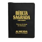 Bíblia Sagrada Letra Grande Preta Com Harpa Ziper - 16x12cm - SI
