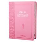 Bíblia Sagrada letra Hipergigante Capa Pu Luxo Rosa com Índice E Harpa