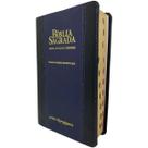 Bíblia Sagrada Letra Hipergigante Com Harpa Luxo Bicolor Preta E Azul Com Índice