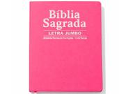 Biblia Sagrada Letra Jumbo ARC com Harpa Palavras de Jesus em Vermelho Luxo Pink