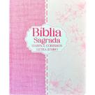 Biblia Sagrada Letra Jumbo ARC com Harpa Palavras de Jesus em Vermelho Pink e Rosa