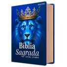 Bíblia Sagrada Letra Jumbo com Harpa e Índice - Capa Dura - Leão Azul Real