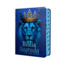 Bíblia Sagrada Letra Jumbo com Harpa e Índice - Capa Dura - Leão Azul Real Bíblia Sagrada Letra Jumbo com Harpa e Índice - Capa Dura - Leão Azul Real