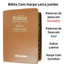 Bíblia sagrada letra jumbo harpa arc índice capa de luxo caramelo palavras de jesus em vermelho