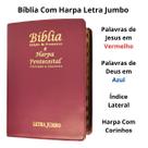 Bíblia sagrada letra jumbo harpa arc índice capa de luxo vinho palavras de jesus em vermelho