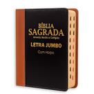Bíblia Sagrada Letra Jumbo - Luxo - Bicolor - Caramelo e Preta - C/ Harpa - Revista e Corrigida