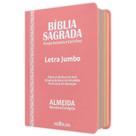 Bíblia Sagrada Letra Jumbo Rosa ARC - João Ferreira de Almeida - Capa Flexível c/ Índice por Cores
