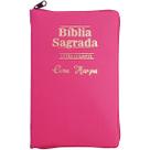 Bíblia Sagrada Possui Letras Confortáveis Harpa Cristã Tamanho Grande Slim Ultra fina Versão Almeida Zíper Rosas