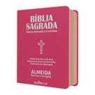 Bíblia Sagrada Tamanho Médio ARC - Capa Luxo Pink c/ Harpa Cristã - Rei das Bíblias
