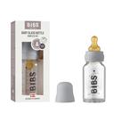 Bibs de vidro para bebês, mamadeira redonda anticólica de látex de 110 ml