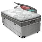 Bicama Baú Cinza + Colchão Ibiza Molas V-Tech Solteirão