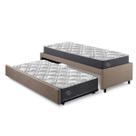 Bicama BedSleep Solteiro Linho Marrom 88x188 com 2 Colchões Molas Ensacadas