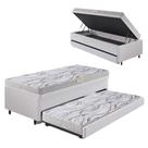 Bicama Box Baú 88x188 material sintético Linho Branco com Colchão de Espuma Ecoline D20 Ecoflex
