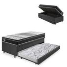 Bicama Box Baú material sintético Linho Preto 88x188 com Colchão Gransleep Molas Verticoil Ecoflex Bicama Box Baú material sintético Linho Preto 88x188 com Colchão Gransleep Molas Verticoil Ecoflex