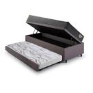 Bicama Box Baú Solteirão Com Colchão Adapto Molas Ensacadas Ecoflex Suede Cinza 96x203