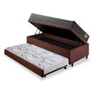 Bicama Box Baú Solteirão Com Colchão Adapto Molas Ensacadas Ecoflex Suede Marrom 96x203