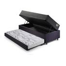 Bicama Box Baú Solteirão Com Colchão Adapto Molas Ensacadas Ecoflex Suede Preto 96x203