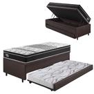 Bicama Box Baú Solteiro 88x188 Bege com Colchão Gransleep Ecoflex Molas Verticoil