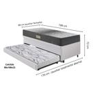 Bicama Box Baú Solteiro 88X188 material sintético Linho Branco com Colchão Dual Firm Ecoflex