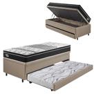 Bicama Box Baú Solteiro 88x188 Reforçado Colchão Ecoflex Molas Verticoil