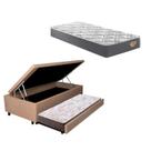 Bicama Box Baú Solteiro 88x188cm em material sintético com Colchão Adapto Molas Ensacadas Ecoflex B&G