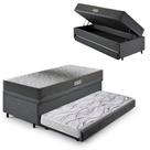 Bicama Box Baú Solteiro Com Colchão Dual Firm Ecoflex Linho Cinza 88x188
