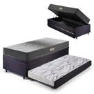 Bicama Box Baú Solteiro Com Colchão Dual Firm Ecoflex Suede Preto 88x188