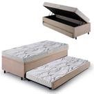 Bicama Box Baú Solteiro Com Colchão Ecoline D20 Ecoflex Suede Bege 88x188